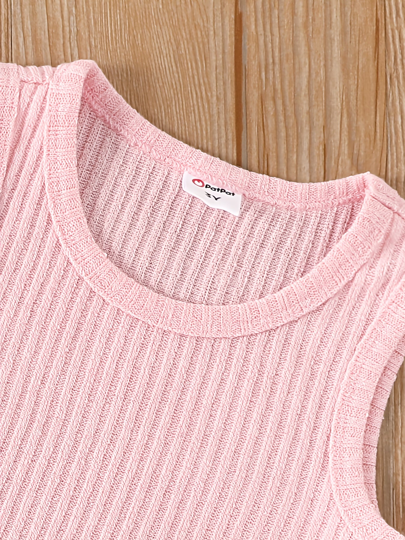 3pcs Toddler Girl Ribbed Cardigan & Tank Top & Leggings Set