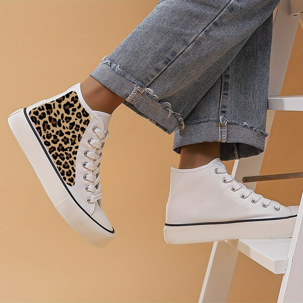 Leopard Pattern High Top Skates Shoes for Women