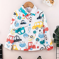 Boys Cartoon Graphic Long Sleeve Shirt