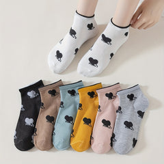 7 Heart Print Crew Socks Women's Stockings
