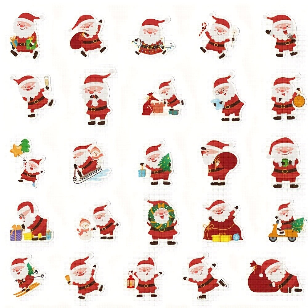 50pcs Santa Stickers Waterproof Christmas Gift for Laptop Journal Computer