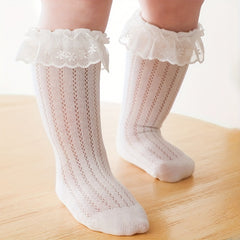 Girls Lace Brim Socks Comfortable Summer Mesh Crew Socks