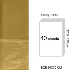 40 Metallic Golden Tissue Paper Sheets for DIY Crafts, Pack Bags, 49x53x69.85 cm
