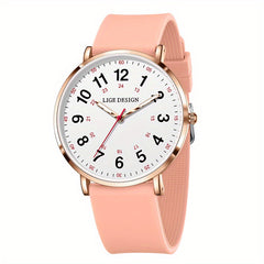 LIGE Quartz Watch Luminous Ultra thin Dial Three pin Silicone Tape Watch