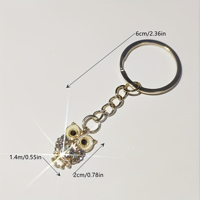 Rhinestone Owl Keychain Bag Charm Customizable Gift