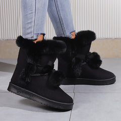 Women's Pompom Thermal Snow Boots Non Slip Snow Shoes