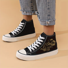 Abstract Dragon Print Chunky Canvas Sneakers