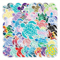 50pcs Colorful Sea Turtle Stickers Vinyl Decals for Water Bottles & More
