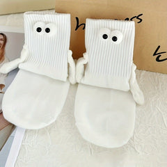 2 Pairs Women's Hand In Hand & Funny Mid Tube Socks