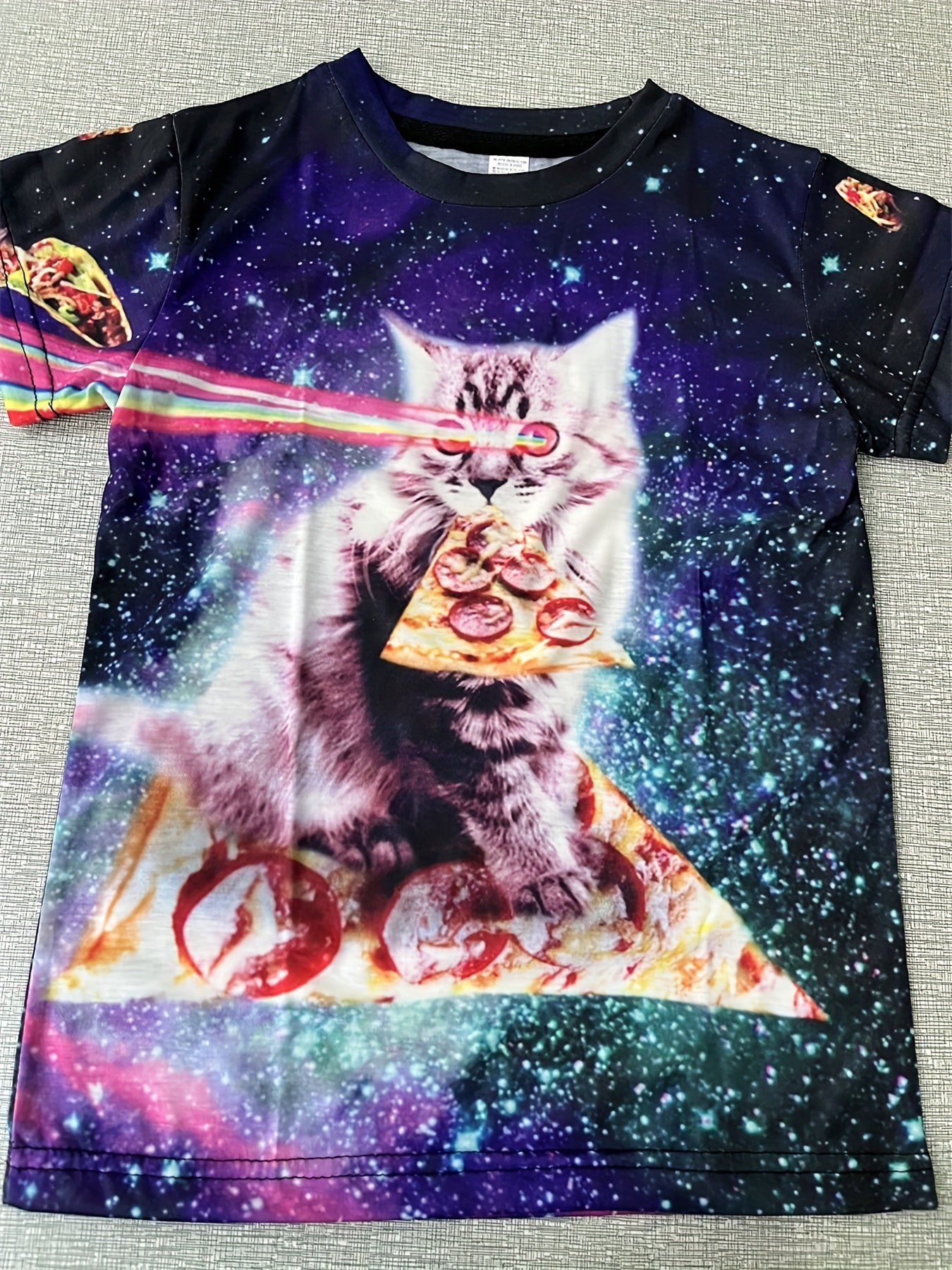 Cute Pizza Cat Kids T Shirt 3D Print Stretchy Tee
