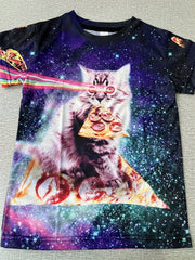 Cute Pizza Cat Kids T Shirt 3D Print Stretchy Tee