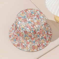 Pet Family Bucket Hat Dog Cat Rabbit Print Reversible Basin Hat Unisex Casual