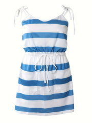 Casual Dress Women's Plus V Neck Tie Shoulder Dress