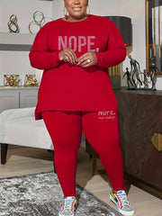 Rhinestone Letter Top & Leggings Two Piece Set