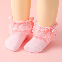 Baby Solid Cotton Lace Socks - Pack of 3
