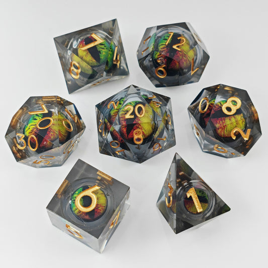 7pcs Dragon Eyes Resin Polyhedral Dice Set for RPG