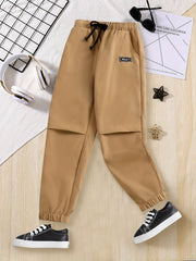 Boys Casual Letter Cargo Pants Elastic Waist Jogger Pants Kids Clothing