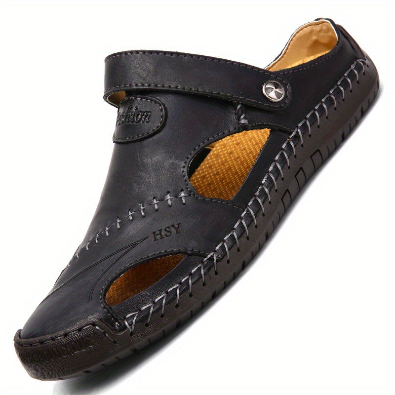 Men's Plus Size Leather Hiking Sandals Non Slip Beach Water Shoes
