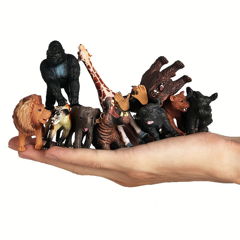 12pcs Wildlife Action Dolls Set Animal Figures Party Favors & Educational Mo
