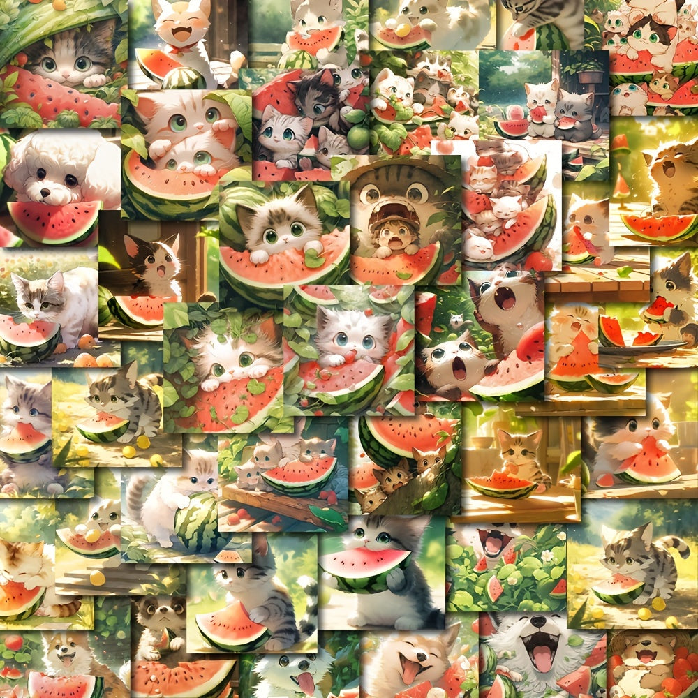 48pcs Watermelon and Cat Dog Stickers Pack for Kids, Laptop, Luggage, Notebook