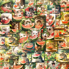 48pcs Watermelon and Cat Dog Stickers Pack for Kids, Laptop, Luggage, Notebook