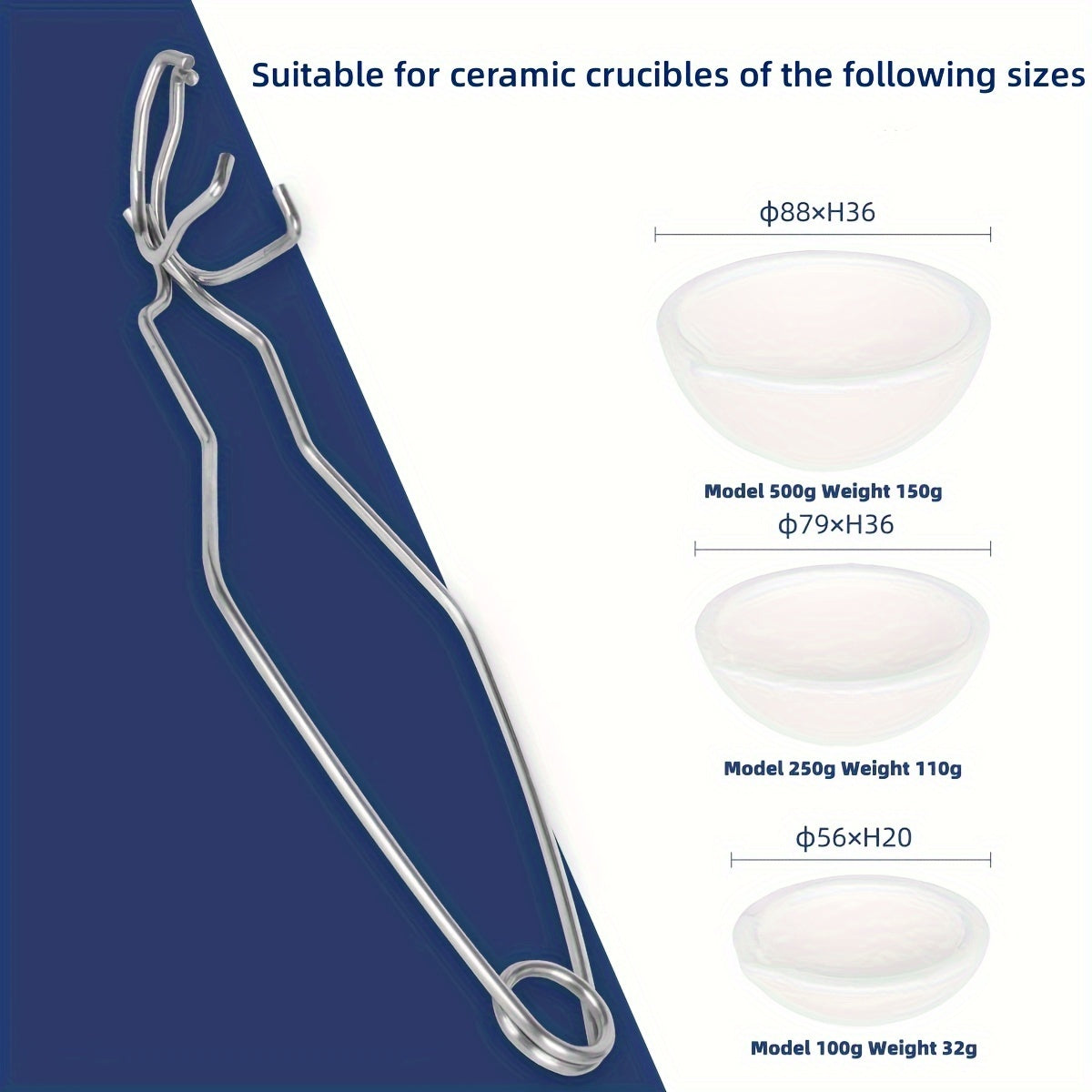Ceramic Crucible Pliers for Melting Silver Copper Handle Jewelry