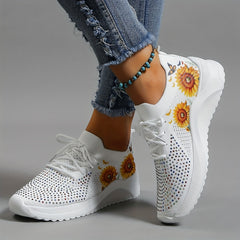 Women's Chunky Sneakers Sunflower Butterfly Print Running Shoes