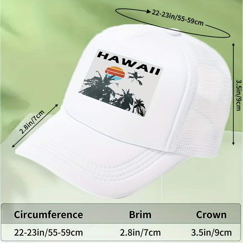 Hawaii Print Colorblock Baseball Cap