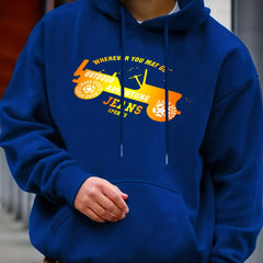 Vintage Car Print Hoodie Men's Graphic Pullover Hooded Sweatshirt