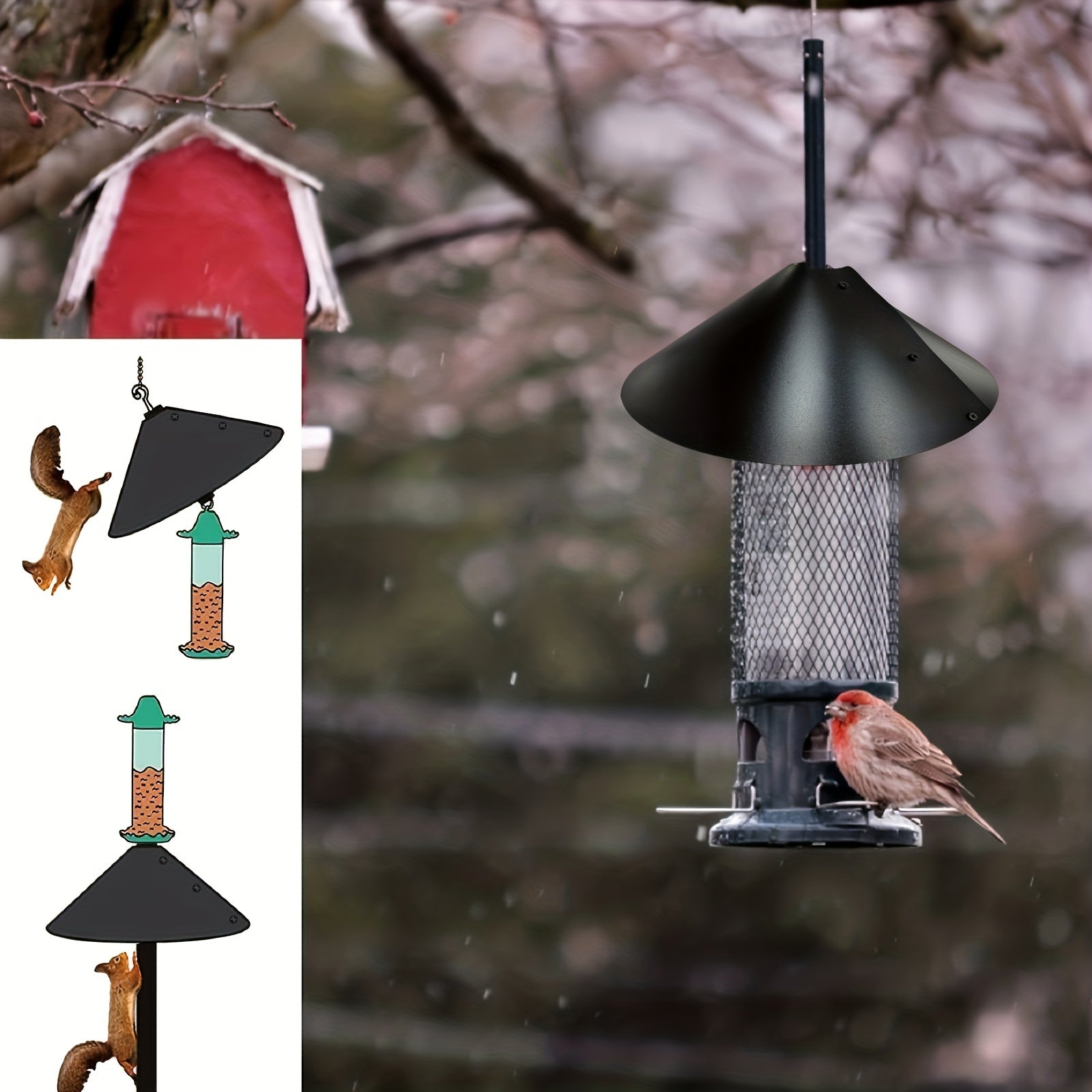 Squirrel Baffle Guard for Bird Feeder Pole Protects Feeders Outside