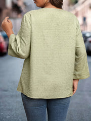 Jacquard Button Up Long Sleeve Blouse