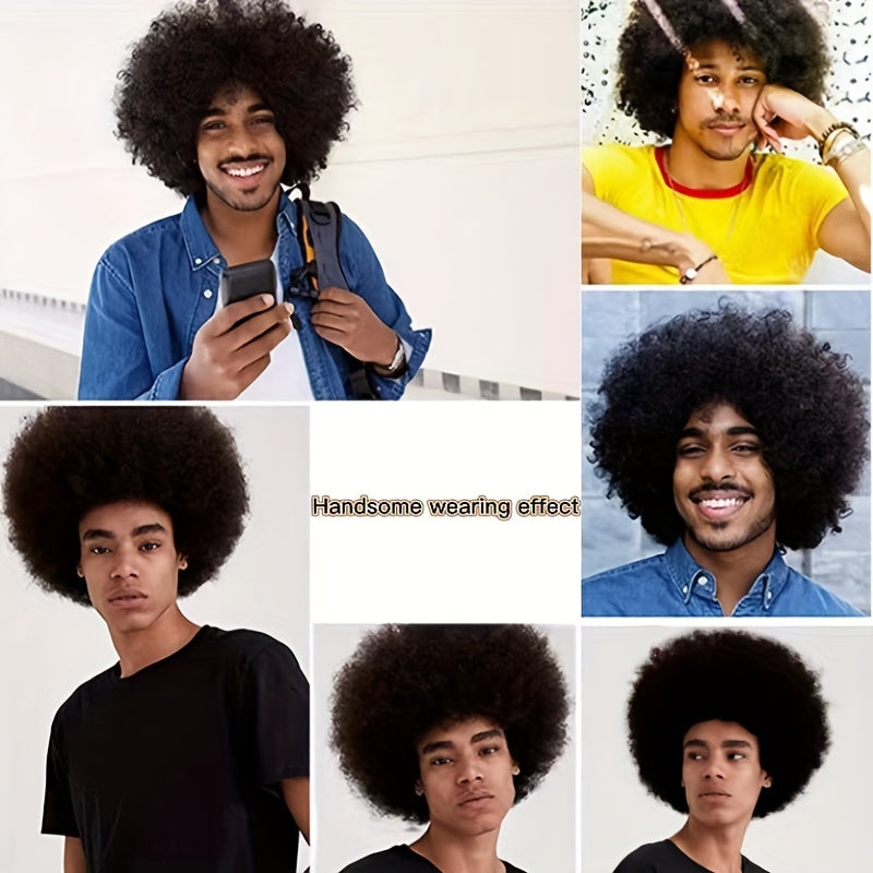 Men's Curly Short Wig Breathable Comfortable Wigs for Daily Use