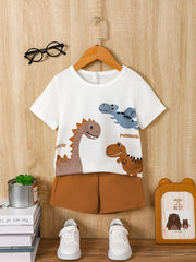 Toddler Boy's Dinosaur T-shirt & Shorts Set for Summer