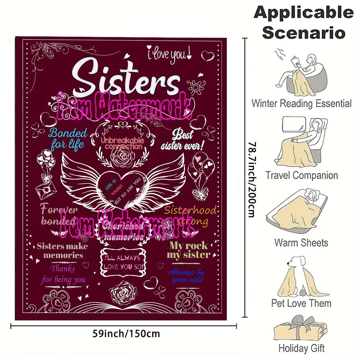 Soft Purple Linen Blanket Gift for Sister Women Birthday Year