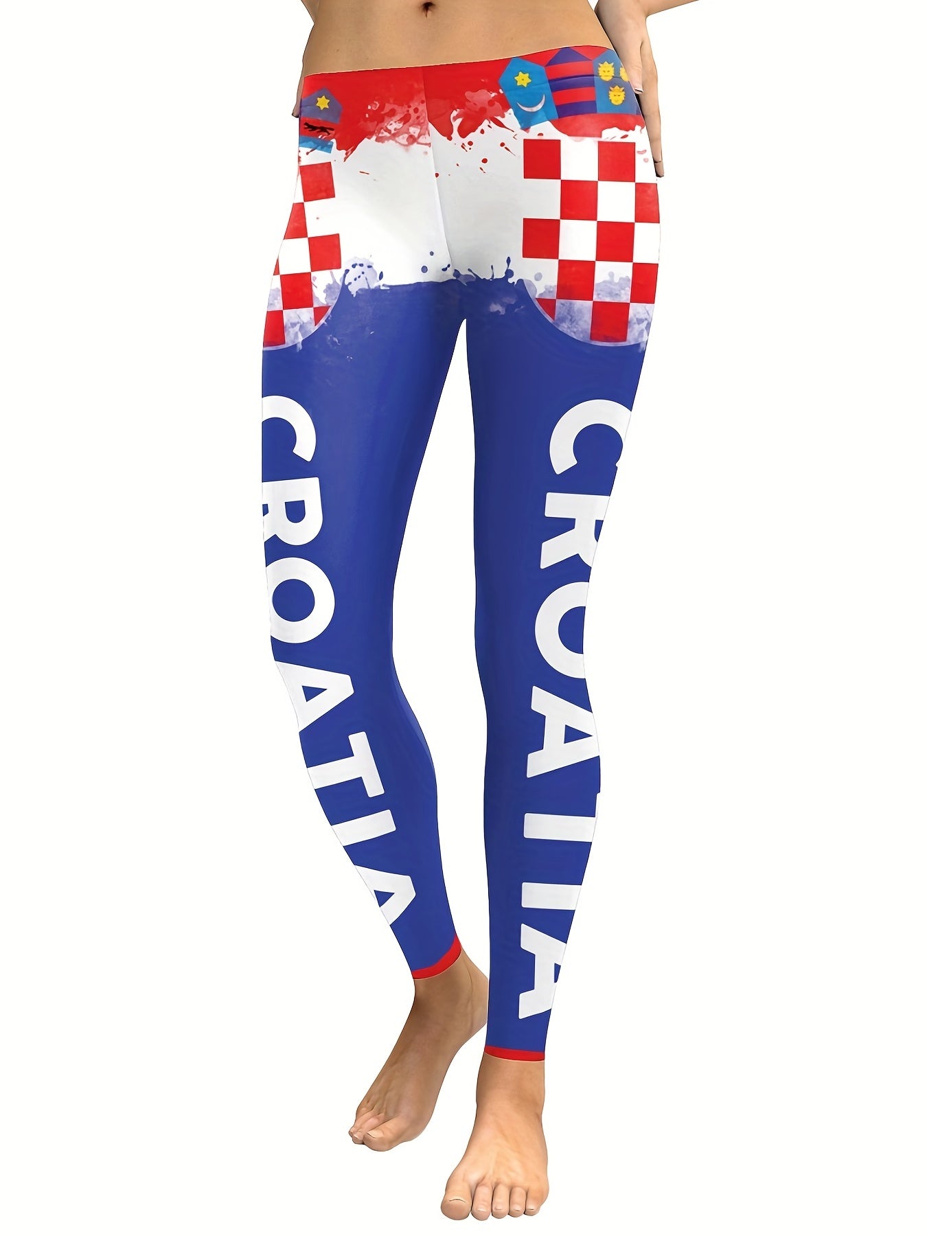Women's Two Tone Letter Graphic Sports Leggings