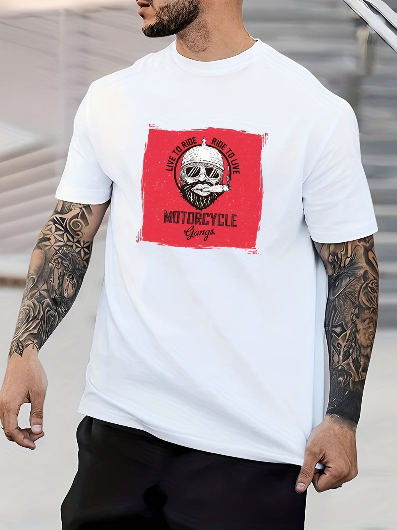 Retro Pattern Men's Graphic Crew Neck Tee for Summer