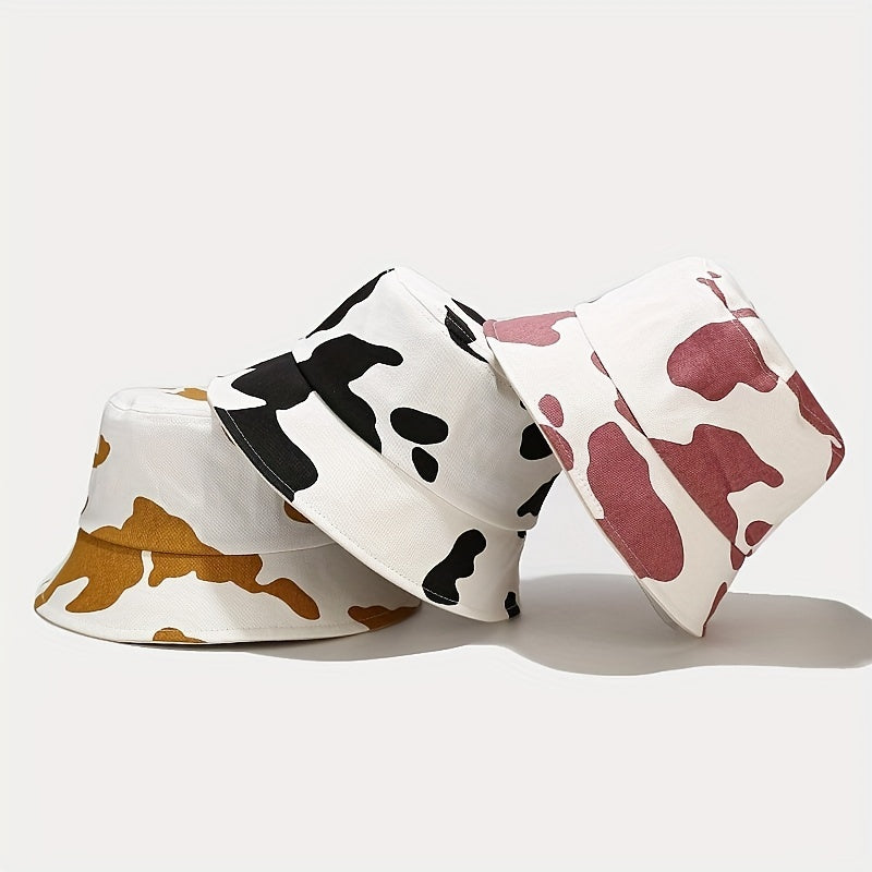 Cow Pattern Cartoon Bucket Hat Lightweight Sunscreen Travel Beach Hats