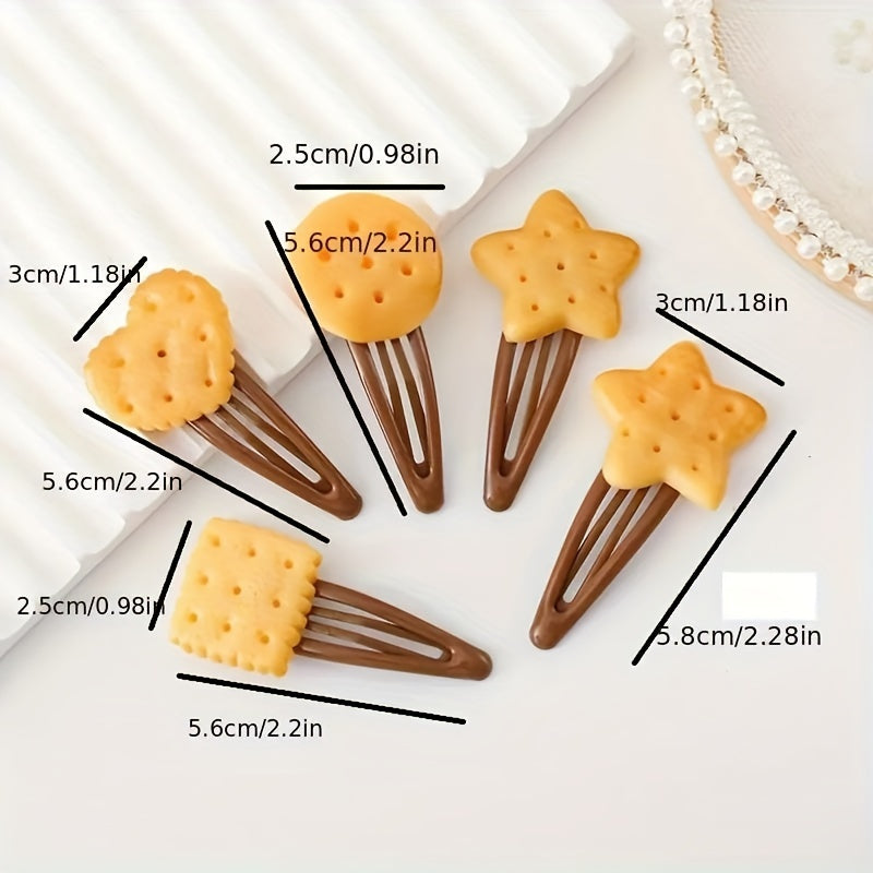 2pcs Fun Cookie Clip Side Clip Non slip Bangs Clip Creative Hair Accessories