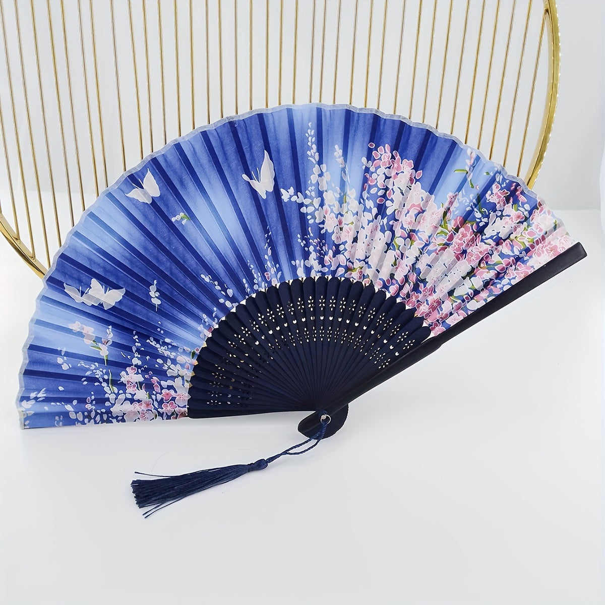 Women's Flower Pattern Folding Fan Dance Performance Fan