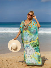 Animal Print V Neck Cover Up Dress