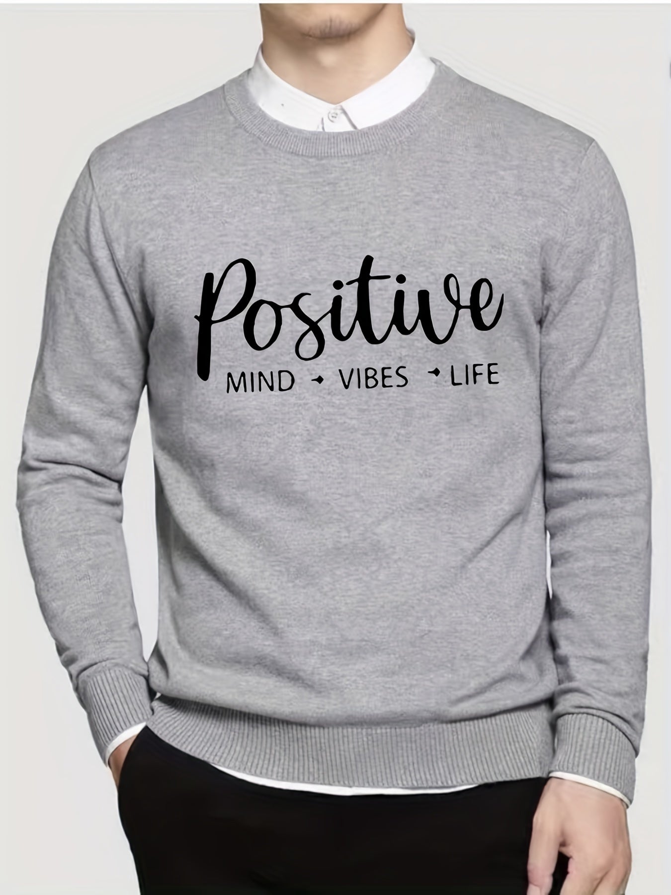 Men's Knitted Crew Neck Sweater for Winter