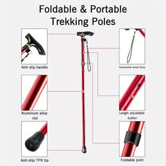 Adjustable Folding Cane Trekking Poles Collapsible Walking Stick