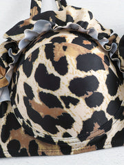 Leopard Print Ruffle Bikini Set Bra & Panty Swimsuit