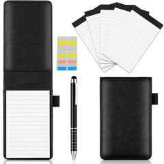 Faux Leather Pocket Notebook Set with Pen - Portable Mini Notebook