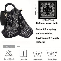 Camellia Print Bandana Silk Square Scarf Head Wrap Neckerchief Hair Accessory