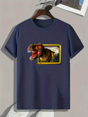 Dinosaur 3D Print Men's Graphic T-shirt for Summer