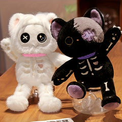 35in Skeleton Cat Plush Toy Soft Stuffed Doll Halloween Gift