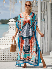 Boho Cover Up Women's Plus Allover Print Batwing Sleeve