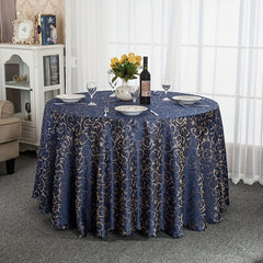 European Polyester Tablecloth Golden Branch Jade Leaf Pattern Round Vintage
