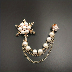Pearl Ice Flower Tassel Brooch
